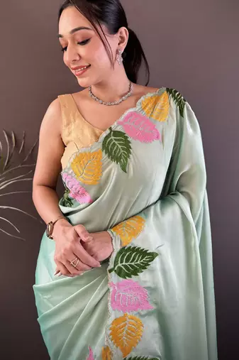 light green art silk embroidered art-silk-sarees