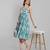 blue printed viscose rayon knee length dress for girls & women