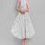white printed viscose rayon knee length dress for girls & women