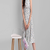white printed viscose rayon knee length dress for girls & women