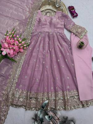 Onion fendy silk  heavy work wedding wear long gown 1