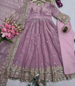 Onion fendy silk designer heavy work wedding wear long gown