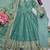 Teal fendy silk designer heavy work wedding wear long gown