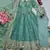 Teal fendy silk designer heavy work wedding wear long gown
