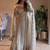 White fendy silk designer heavy work wedding wear long gown
