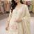 Cream chinnon designer embroidery work party wear salwar suit