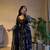 Black fendy satin heavy embroidery work long wedding wear gown