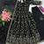 Black fendy satin heavy embroidery work long wedding wear gown