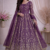 Onion fendy satin heavy embroidery work long wedding wear gown