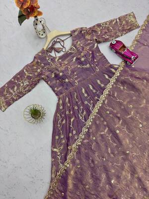 Onion fendy satin heavy embroidery work long wedding wear gown 3