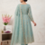 Teal fendy satin heavy embroidery work long wedding wear gown
