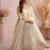 White fendy satin heavy embroidery work long wedding wear gown