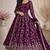 Wine fendy satin heavy embroidery work long wedding wear gown
