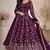 Wine fendy satin heavy embroidery work long wedding wear gown