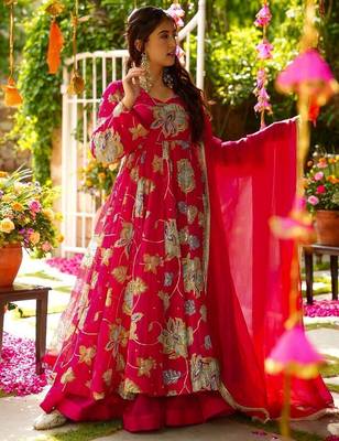 Rani color wedding wear heavy embrodiery work plazo set 1
