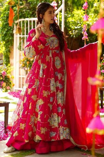 Rani color wedding wear heavy embrodiery work plazo set