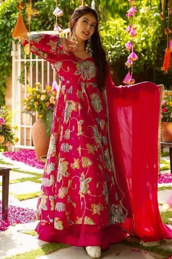 Rani color wedding wear heavy embrodiery work plazo set