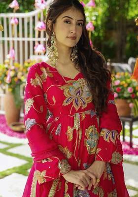 Rani color wedding wear heavy embrodiery work plazo set 3