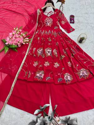 Rani color wedding wear heavy embrodiery work plazo set 4