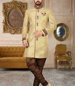 Gold anghrakha pattern work on zari jamewar fabric with handwork