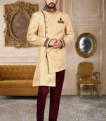 Gold anghrakha pattern work on zari jamewar fabric with handwork