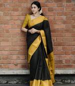 New Banarasi Soft Silk Black Color Women's Saree With Blouse Set
