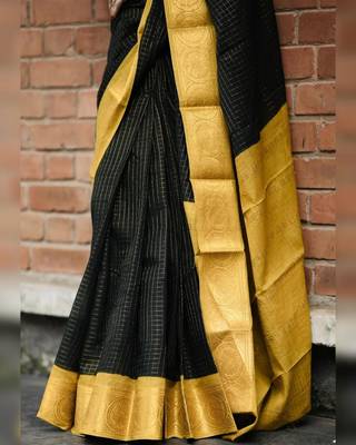 New Banarasi Soft Silk Black Color Women's Saree With Blouse Set 4