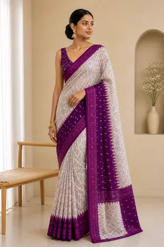 Ikaat woven saree Without Blouse