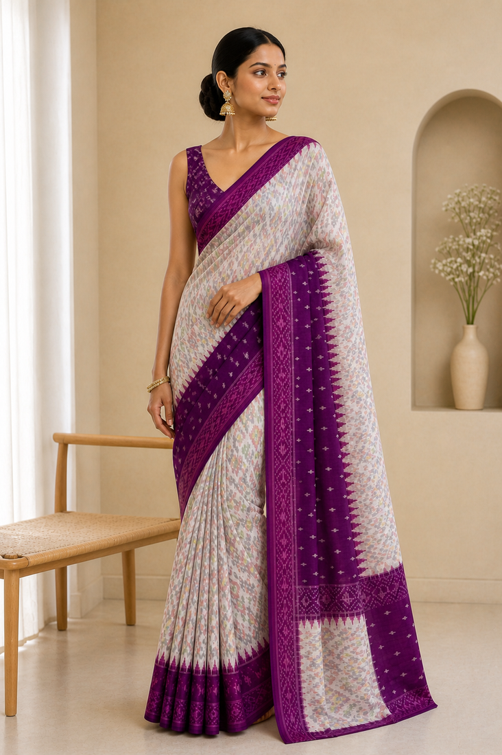 Ikaat woven saree Without Blouse