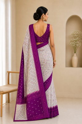 Ikaat woven saree Without Blouse 2