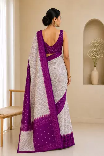 Ikaat woven saree Without Blouse