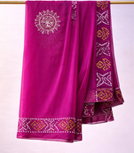 Organza with pure gajji border (With Unstitched Blouse)