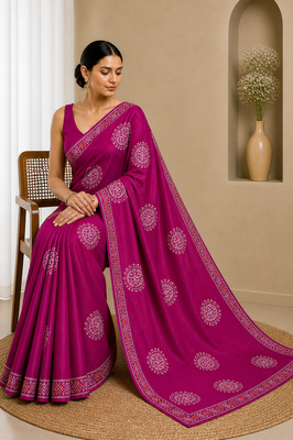 Organza with pure gajji border (With Unstitched Blouse) 2