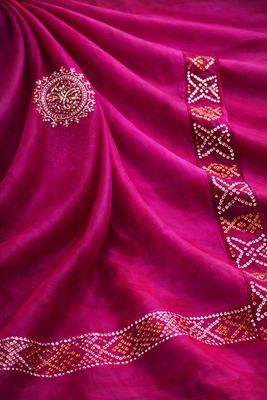 Organza with pure gajji border (With Unstitched Blouse) 3