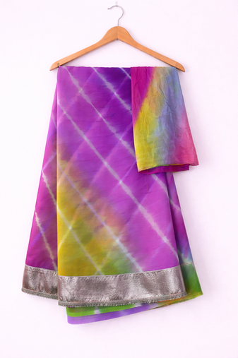 Multicolor chiffon saree with Unstitched blouse