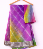 Multicolor chiffon saree with Unstitched blouse