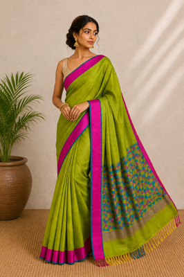 Pure maheshwari hand woven saree with blouse 1