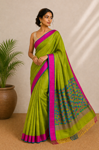 Pure maheshwari hand woven saree with blouse