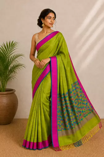 Pure maheshwari hand woven saree with blouse