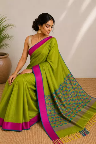 Pure maheshwari hand woven saree with blouse