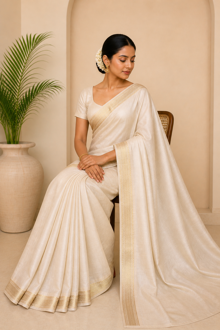 Pure maheshwari saree With Unstitched Blouse