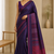 Block printed purple saree with Unstitched blouse