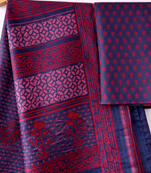 Block printed purple saree with Unstitched blouse