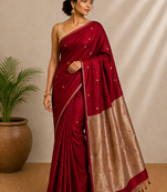 Pure maheshwari handloom saree with Unstitched blouse