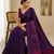 Block printed purple saree with Unstitched blouse