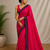 Solid gulabi saree with border (Without Blouse)