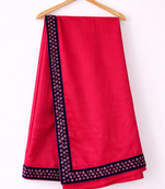 Solid gulabi saree with border (Without Blouse)