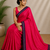 Solid gulabi saree with border (Without Blouse)