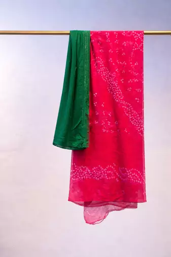Georgette bandhej saree with Unstitched blouse