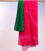 Georgette bandhej saree with Unstitched blouse